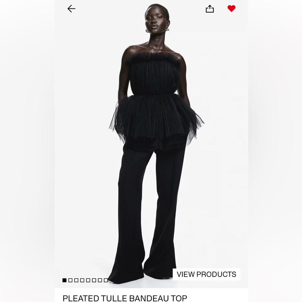 Pleated Tulle Bandeau Top
